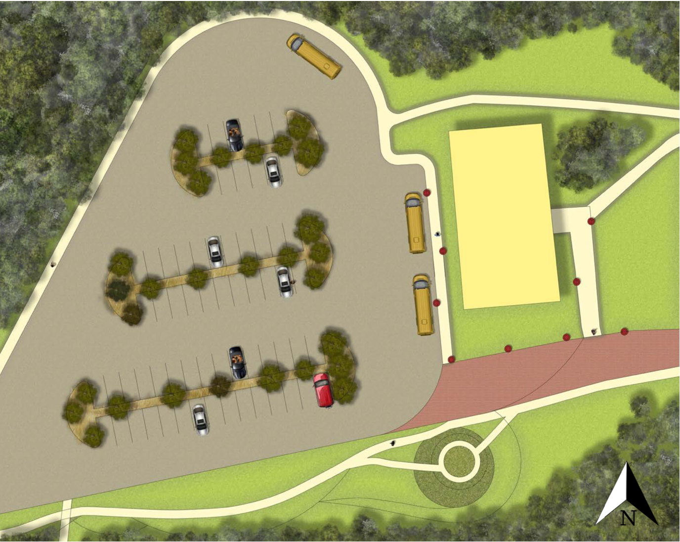 Detailed plan view of the proposed parking lot