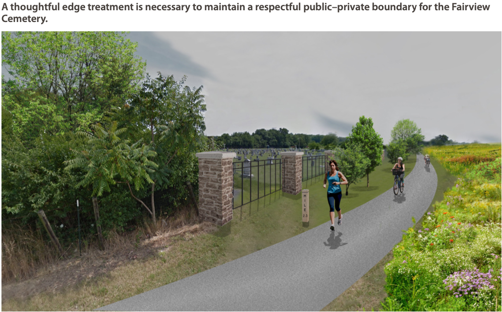 The Shared Use Path Borders the Fairview Cemetery